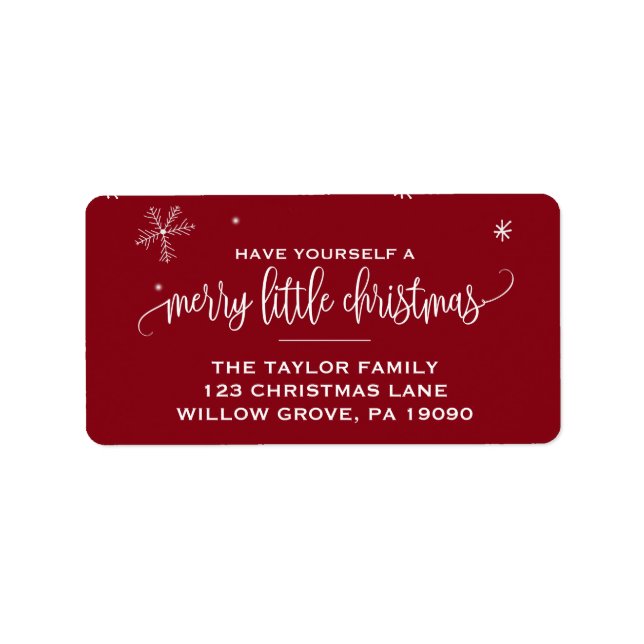 Red Snowflakes Weihnachten Adressaufkleber (Vorne)