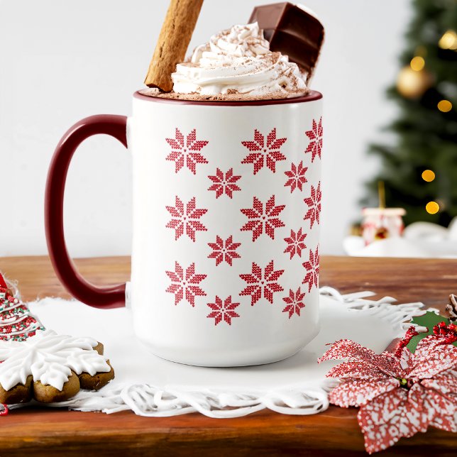 Red Snowflakes Weihnachten Tasse (Von Creator hochgeladen)