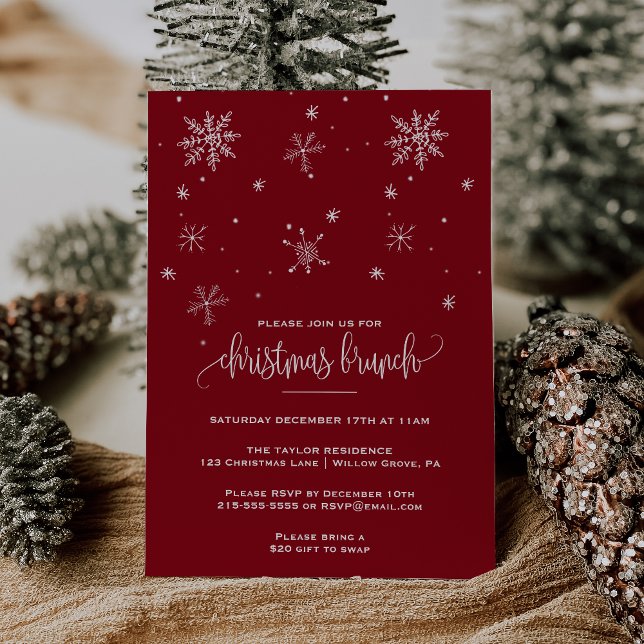 Red Snowflakes Weihnachts-Brunch Einladung (Von Creator hochgeladen)