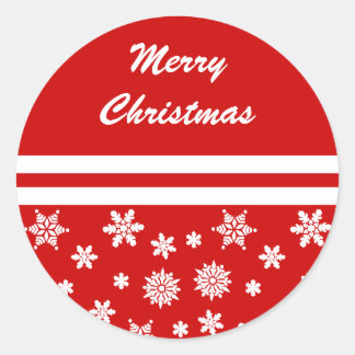 Red Snowflakes Weihnachtsaufkleber Runder Aufkleber