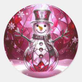 Red Snowman Snowflakes Holiday Sticker