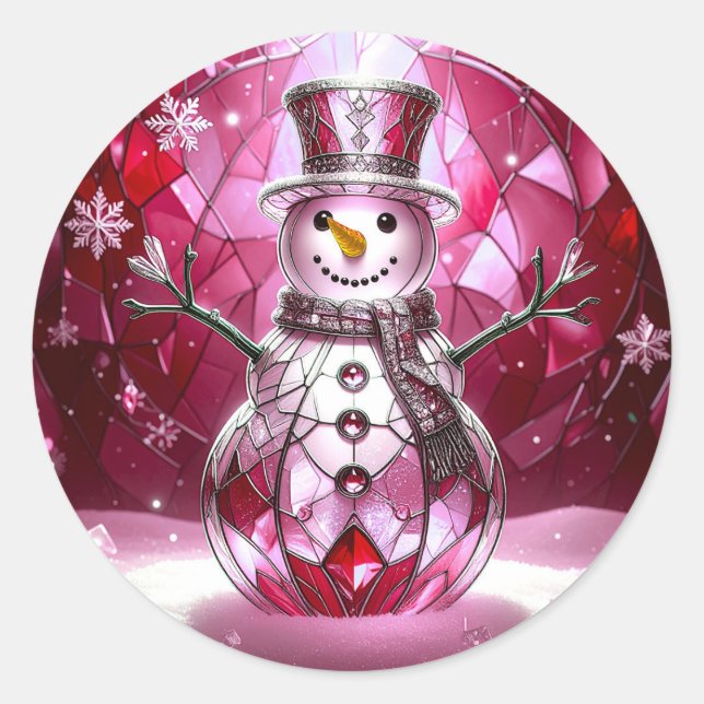 Red Snowman Snowflakes Holiday Sticker (Vorderseite)