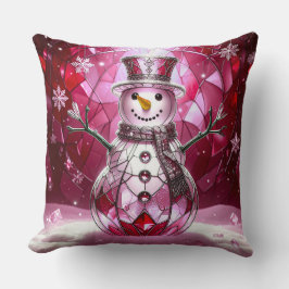 Red Snowman Snowflakes Holiday Throw Pillow Kissen