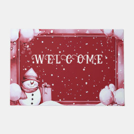 Red Snowman Snowy Weihnachtsfeiertag Doormat Fußmatte