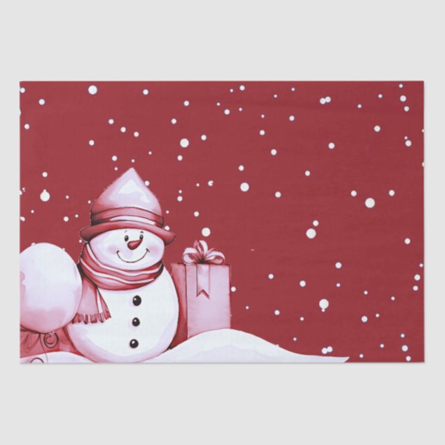 Red Snowman Snowy Weihnachtsfeiertag Seidenpapier (Vorderseite)
