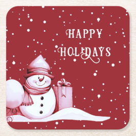 Red Snowman Snowy Weihnachtsfeiertag Untersetzer