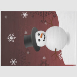 Red Snowman Winter Scene Weihnachtszettel Seidenpapier