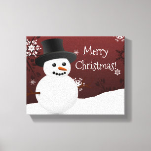 Red Snowman Winter Szene Weihnachtscanvas Print Leinwanddruck
