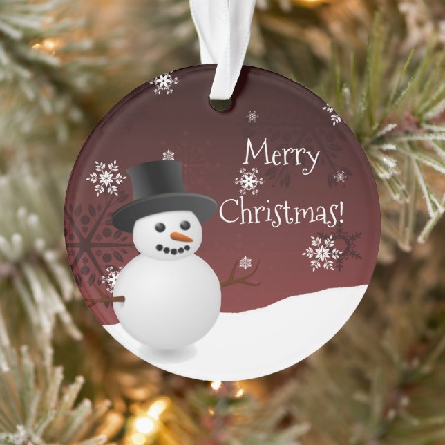 Red Snowman Winter Szene Weihnachtsschmuck Ornament (Baum)