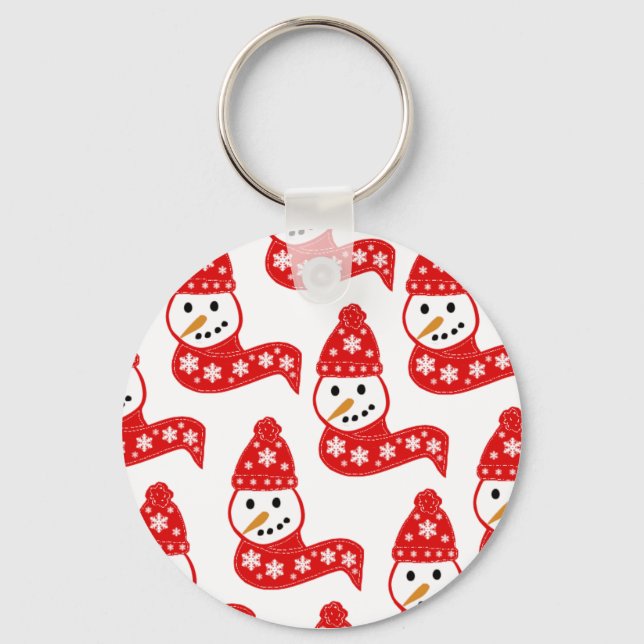 Red Snowmen Scarves Schlüsselanhänger (Vorderseite)