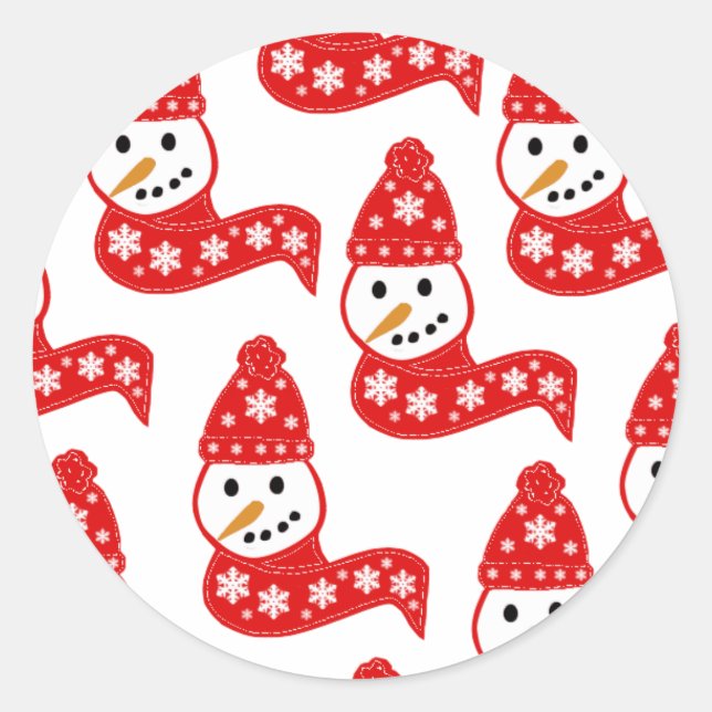 Red Snowmen Scarves Stickers (Vorderseite)