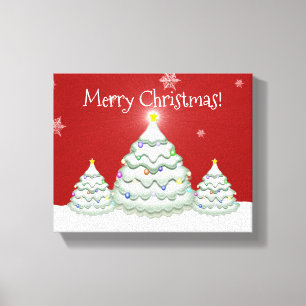 Red Snowy Weihnachtsbaum Canvas Print Leinwanddruck