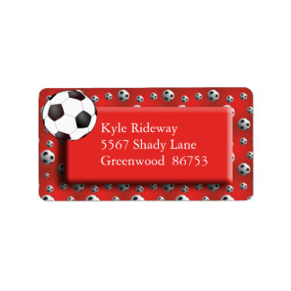 Red Soccer Ball Address Label Adressaufkleber