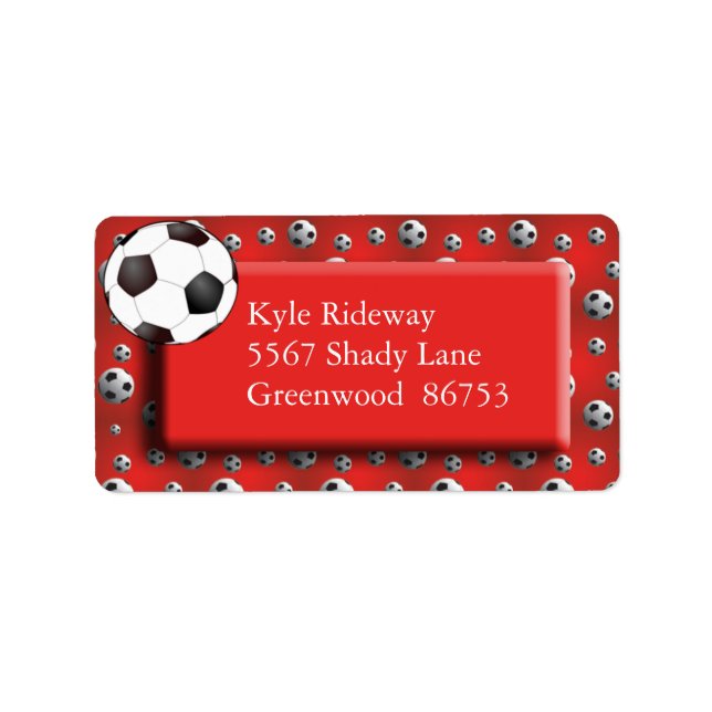 Red Soccer Ball Address Label Adressaufkleber (Vorne)