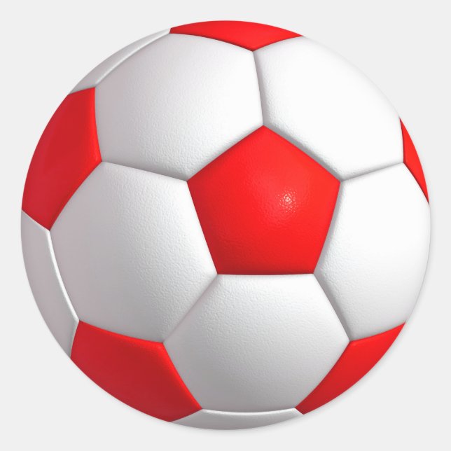 Red Soccer Ball Classic Round Aufkleber (Vorderseite)