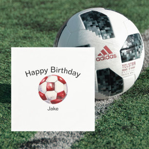 Red Soccer Ball Custom Geburtstagsparty Serviette