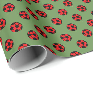 Red Soccer Ball Muster Geschenkpapier