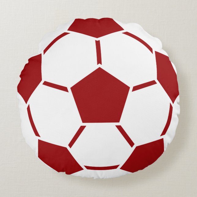 Red Soccer Ball Sportteam Runde Kissen (Vorderseite)