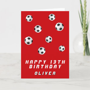 Red Soccer Balls Boy Happy Birthday Karte