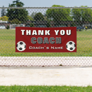 Red Soccer Football Danke, Coach Banner
