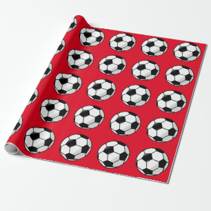 Red Soccer Sports Wrapping Paper Geschenkpapier