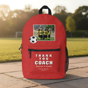Red Soccer Vielen Dank Coach Team Foto Bedruckter Rucksack
