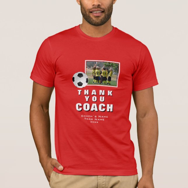 Red Soccer Vielen Dank Coach Team Foto T-Shirt (Vorderseite)