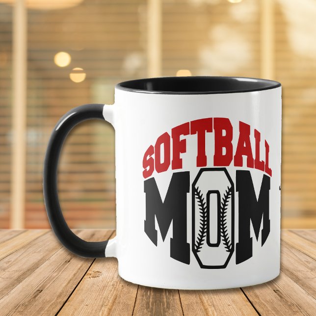 Red Softball Mama Personalisiert Tasse (Von Creator hochgeladen)
