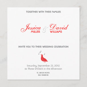 Red Songbird Modern Wedding Einladung