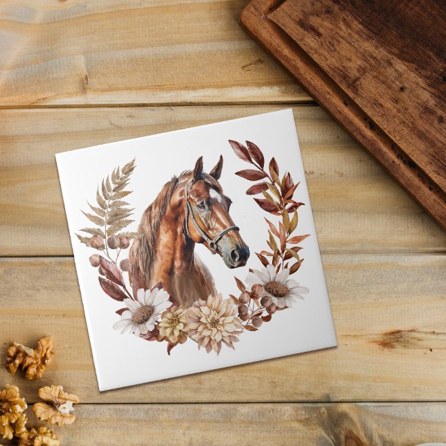 Red Sorrel Horse Autumn Kreath Fliese (Von Creator hochgeladen)