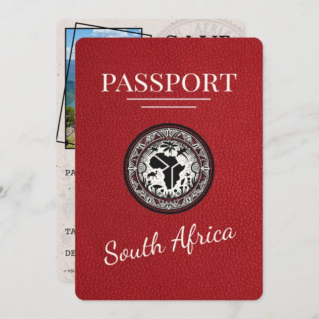 Red South Africa Passport Save The Date (Vorne/Hinten)