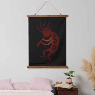 Red Southwestern Kokopelli Wandteppich Mit Holzrahmen