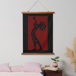 Red Southwestern Kokopelli Wandteppich Mit Holzrahmen