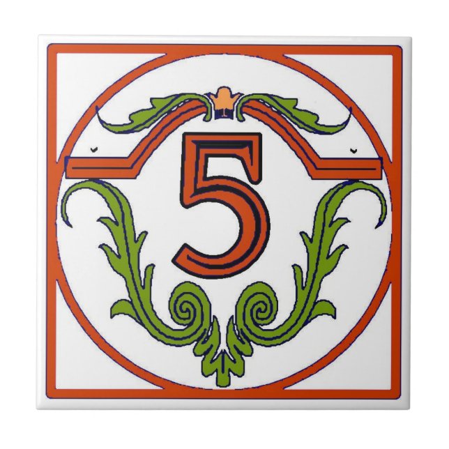 Red Spanish Letter House Number Tiles Fliese (Vorderseite)