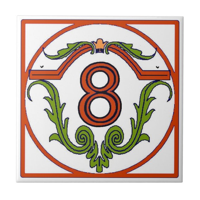 Red Spanish Letter House Number Tiles Fliese (Vorderseite)