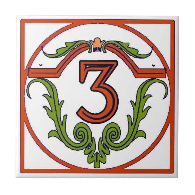 Red Spanish Letter House Number Tiles Fliese (Vorderseite)