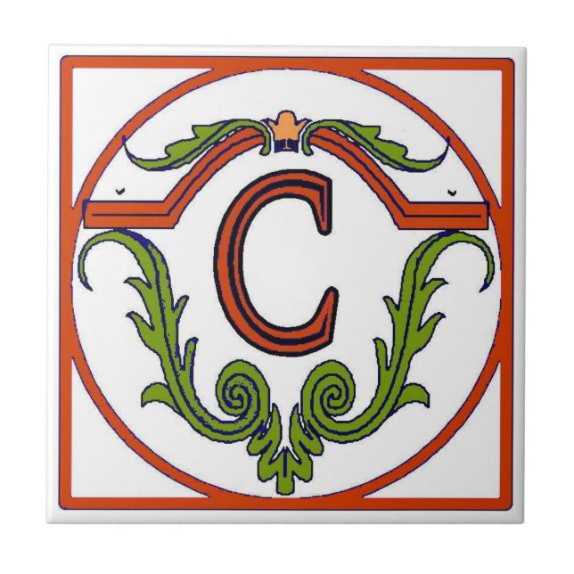 Red Spanish Letter Tile C Fliese (Vorderseite)