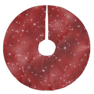 Red Sparkle Christmas Polyester Weihnachtsbaumdecke