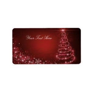 Red Sparkle Christmas Tree Address Label Adressaufkleber