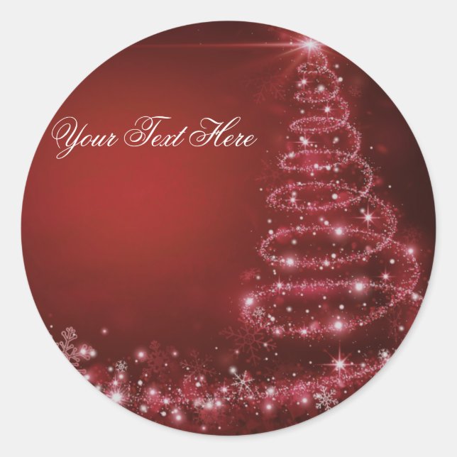 Red Sparkle Christmas Tree Sticker (Vorderseite)