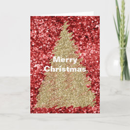 Red Sparkle Glitz Gold Weihnachtsbaum Karte