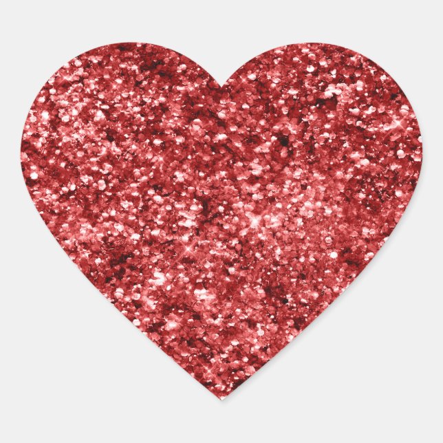 Red Sparkle Glitz Herz-Aufkleber (Vorderseite)