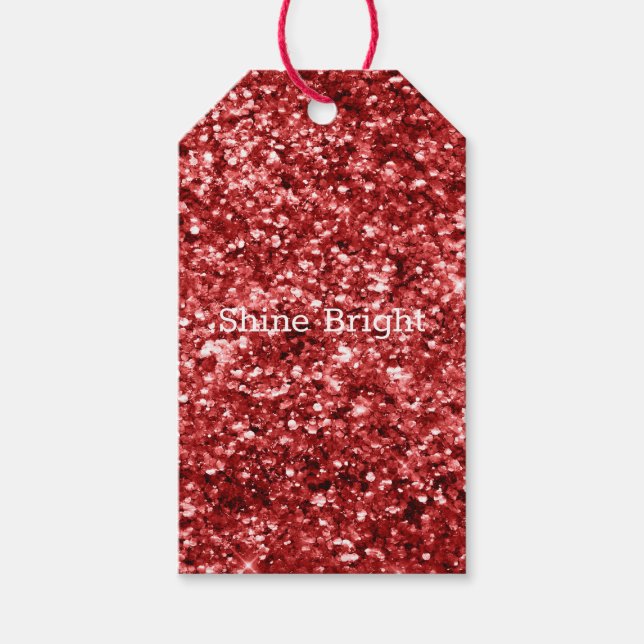 Red Sparkle Glitzer Geschenkanhänger (Vorderseite)