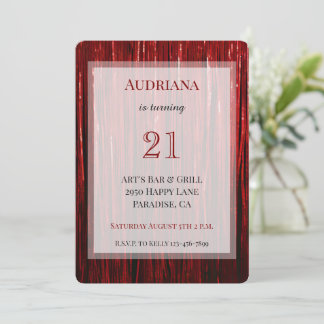 Red Sparkle Tinsel Stripes 21. Geburtstag Einladung