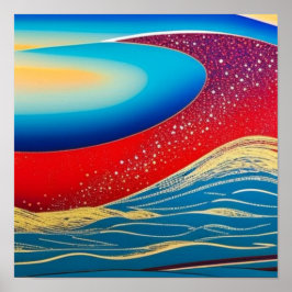 Red Sparkle Wave Poster