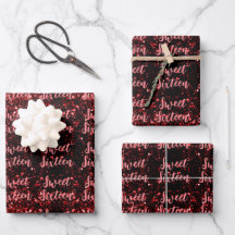 Red sparkles Sweet 16 script pattern