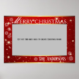 Red Sparkling Frohe Weihnachts Foto Rahmen Poster