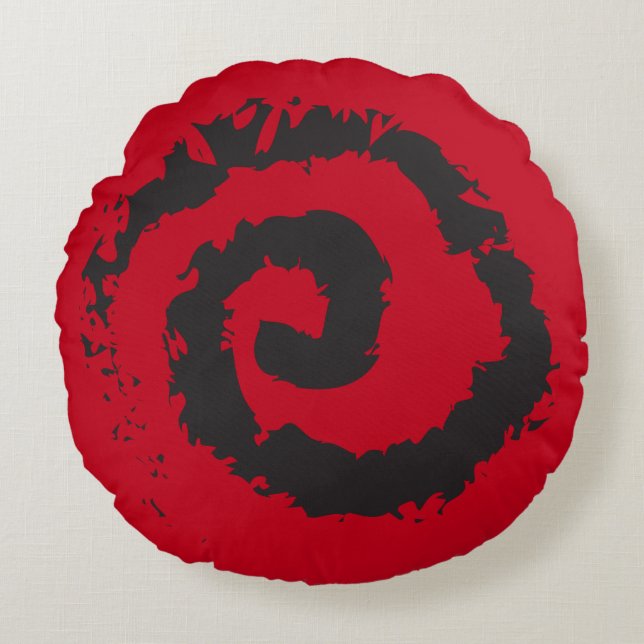 RED SPIRAL Round Throw Kissen (Vorderseite)