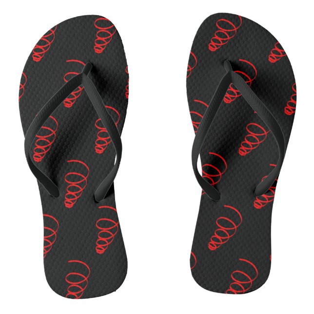Red Spiral World Shapes Flip Flops (Fußbett)