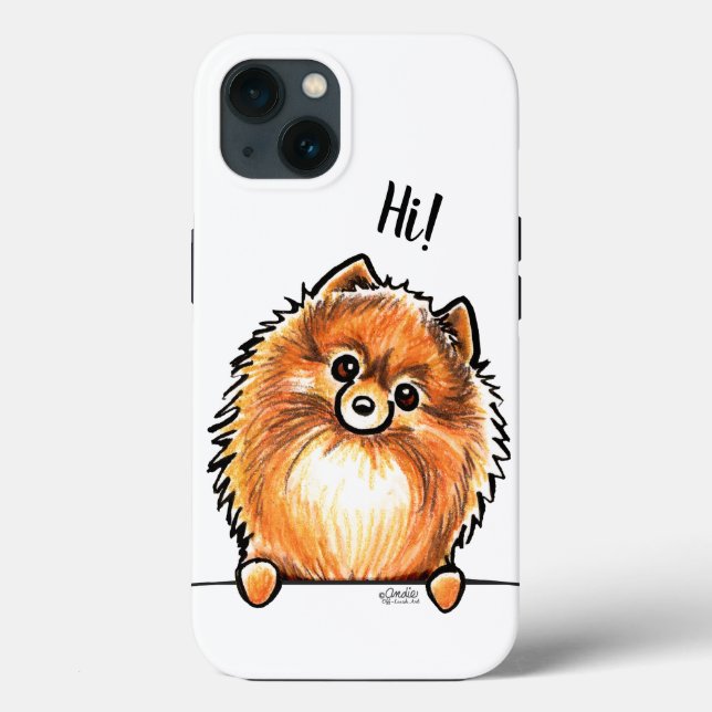 Red Spitz Says Hi Case-Mate iPhone Hülle (Rückseite)